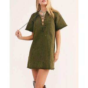 Free People When Hearts Align Denim Mini Dress